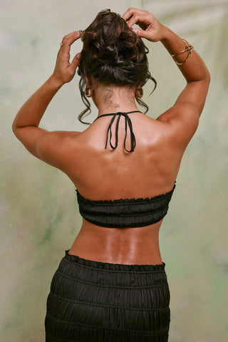 Shirred Halter Neck Crop Top