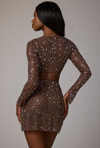 Sheer Embellished Mini Skirt