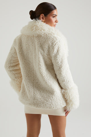 Cozy Shearling Coat with Fur Collar