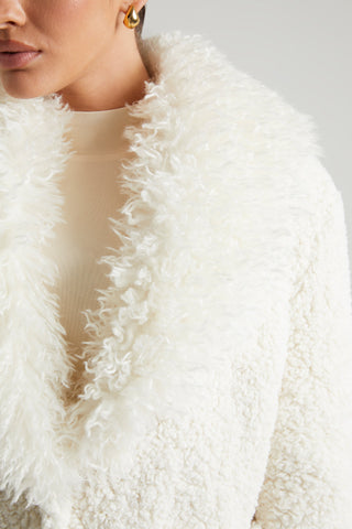 Cozy Shearling Coat with Fur Collar