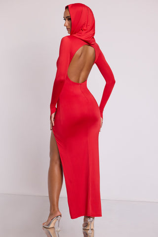 Hooded Maxi Dress with Open Back