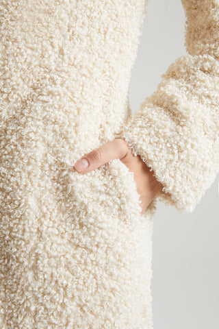 Long Shearling Coat with Oversized Collar