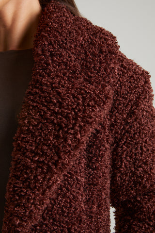 Long Shearling Coat with Oversized Collar