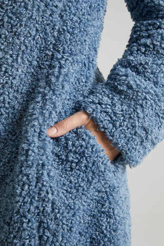 Long Shearling Coat with Oversized Collar