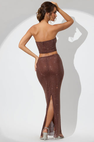 Embellished Mesh Maxi Skirt