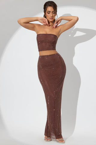 Embellished Mesh Maxi Skirt