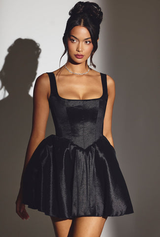 Taffeta Corset Mini Dress with Tulle Skirt
