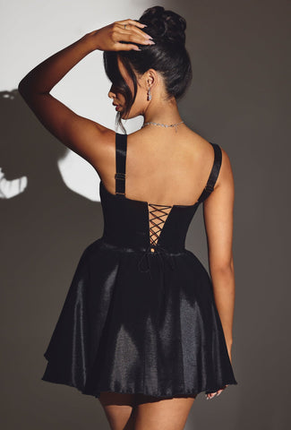 Taffeta Corset Mini Dress with Tulle Skirt