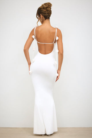 Backless Rose Detail Evening Gown