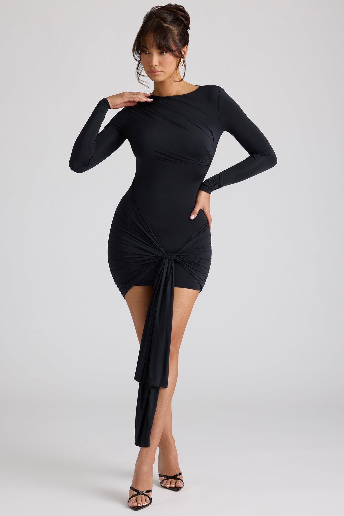 Long Sleeve Draped Mini Dress