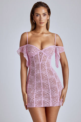 Sheer Lace Mini Dress