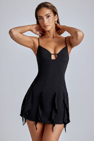 Ruffle Mini Dress with V Neckline