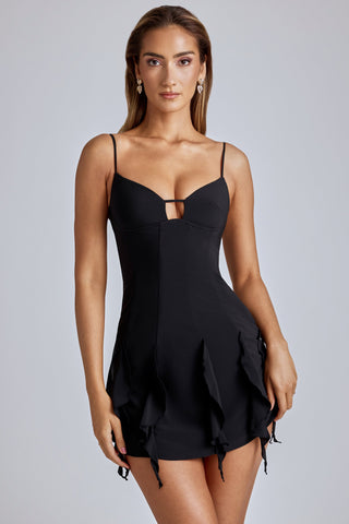 Ruffle Mini Dress with V Neckline