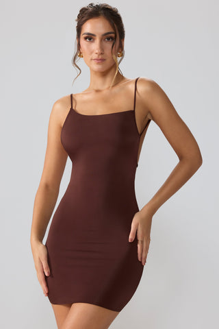 Slinky Asymmetric Backless Mini Dress