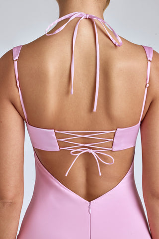 Cowl Neck Mini Dress in Baby Pink