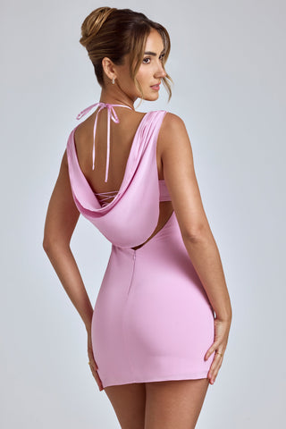 Cowl Neck Mini Dress in Baby Pink
