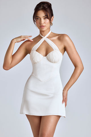 Ivory A Line Mini Dress with Back Cutout