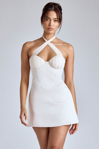 Ivory A Line Mini Dress with Back Cutout