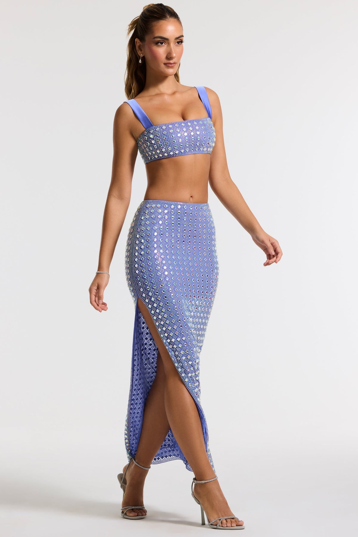 Embellished Mesh Gown Skirt