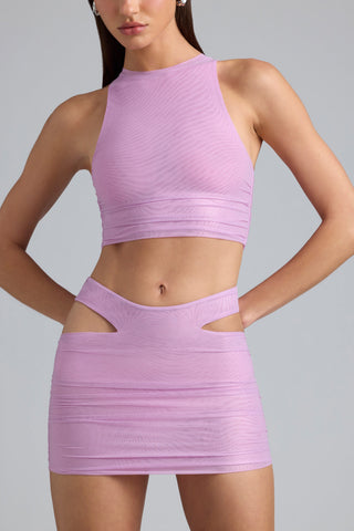 Metallic Ruched High Neck Top