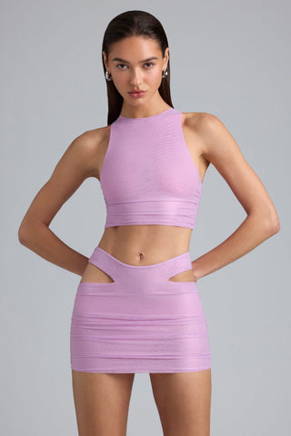 Metallic Ruched High Neck Top