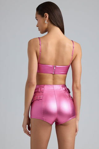 Metallic Denim Shorts