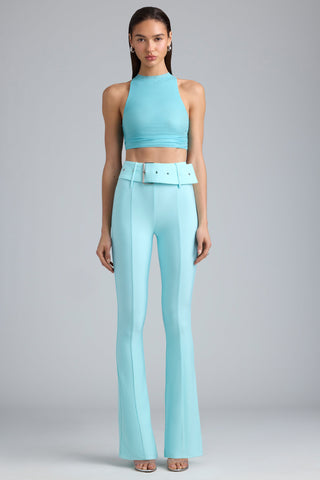 Metallic Flared Trousers with Belt