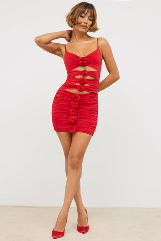 Slinky Ruched Cut Out Mini Dress
