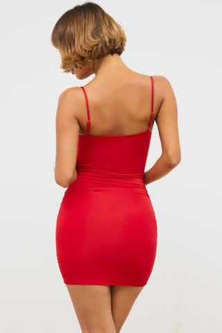 Slinky Ruched Cut Out Mini Dress