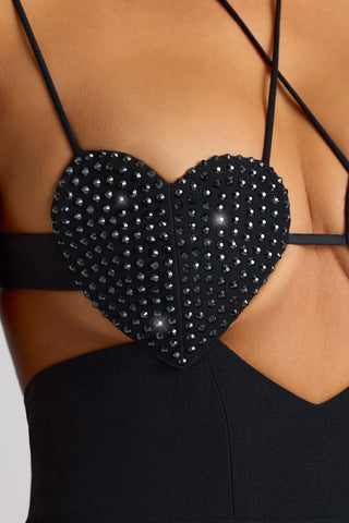 Embellished Heart Cup Evening Gown