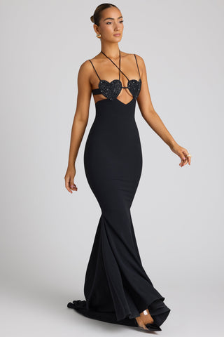 Embellished Heart Cup Evening Gown