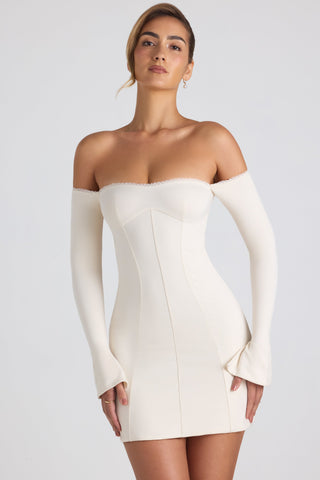 Off Shoulder Lace Trim Mini Dress