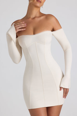 Off Shoulder Lace Trim Mini Dress