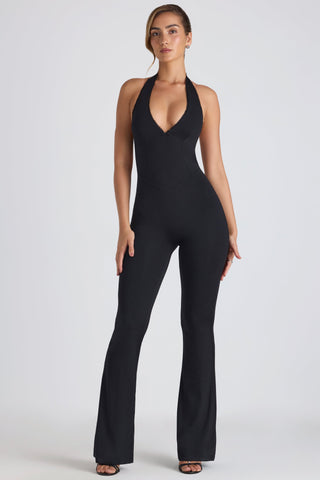 Lace Trim Flared Jumpsuit