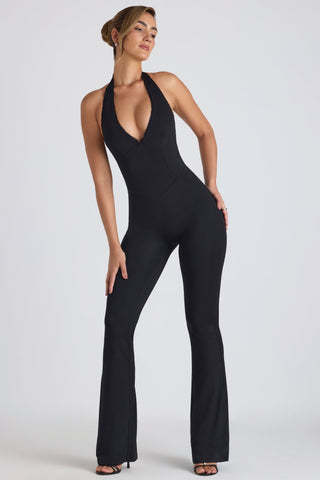 Lace Trim Flared Jumpsuit