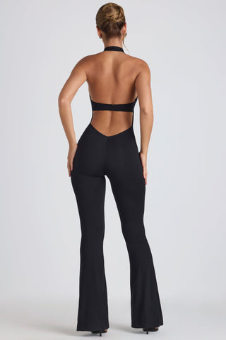 Lace Trim Flared Jumpsuit