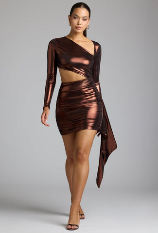 Cut Out Metallic Mini Dress