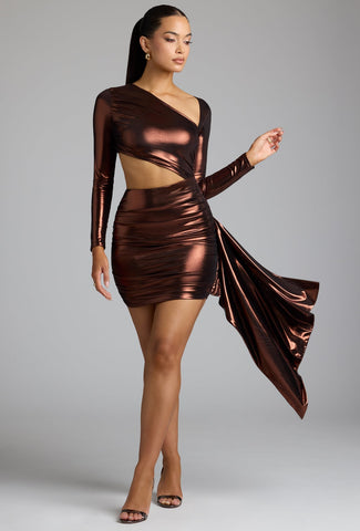 Cut Out Metallic Mini Dress
