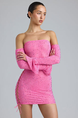 Lace Up Off Shoulder Mini Dress