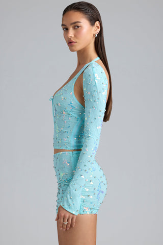 Crystal Embellished Halter Top