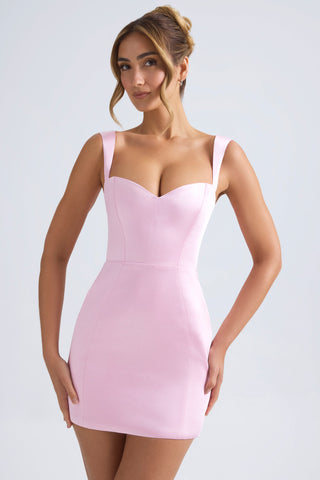 Sweetheart Neckline Satin Mini Dress