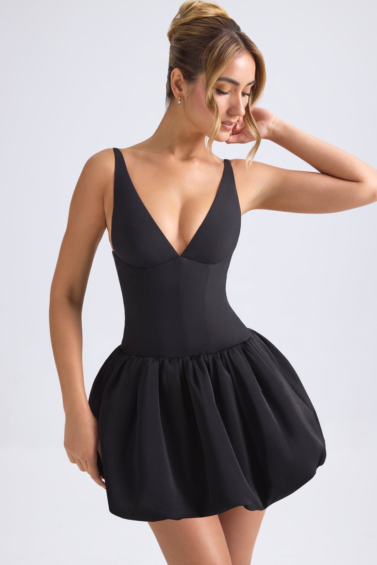 Lace Up Bubble Hem Corset Dress