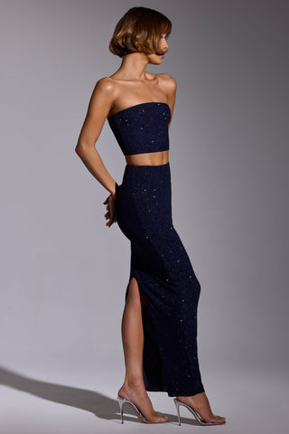 Embellished Maxi Skirt in Royal Indigo