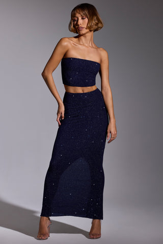 Embellished Maxi Skirt in Royal Indigo