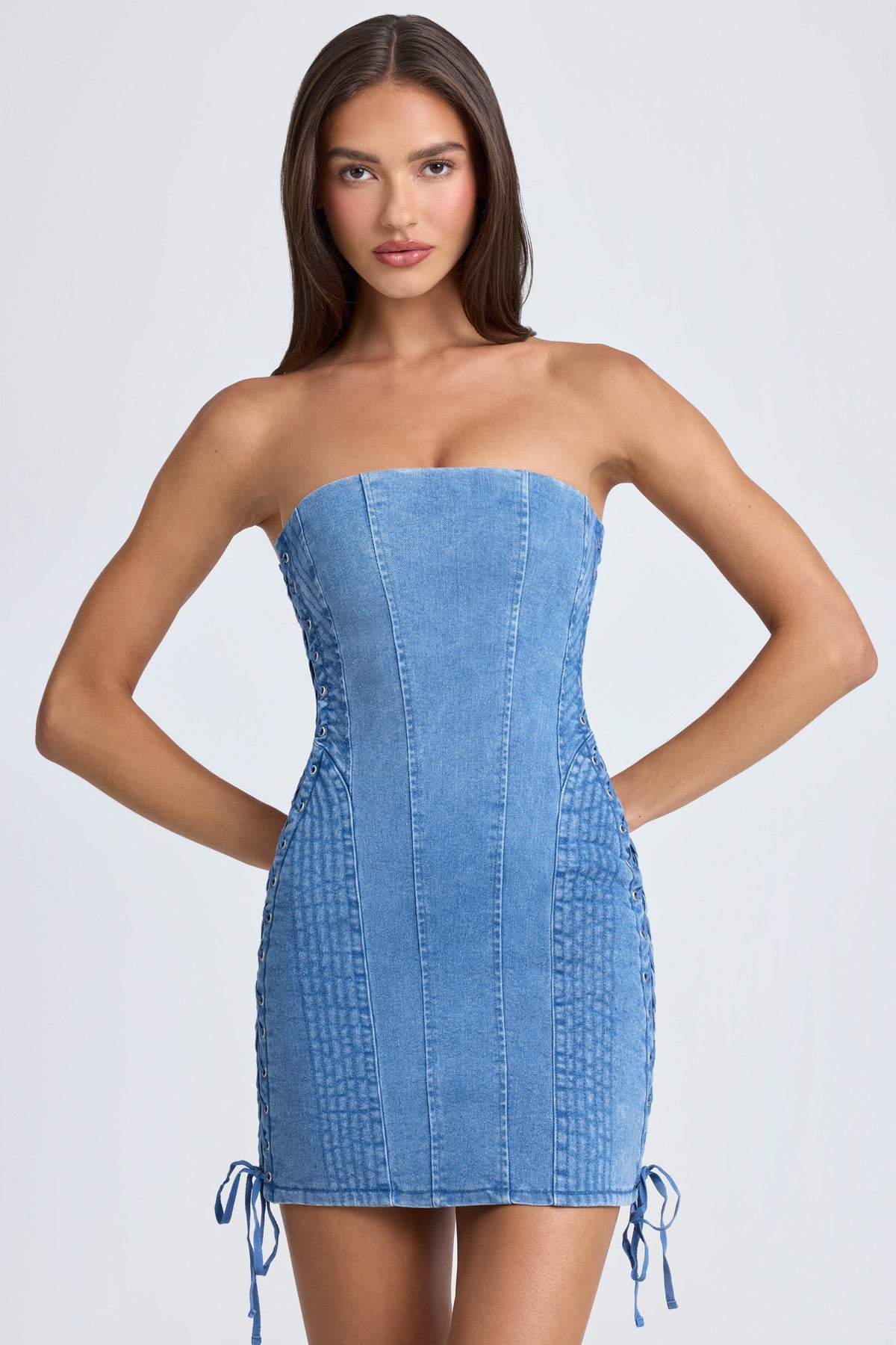 Quilted Denim Mini Dress