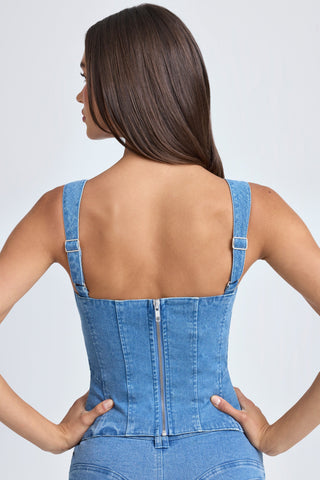 Lace Up Corset Denim Top
