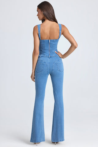 Lace Up Corset Denim Top