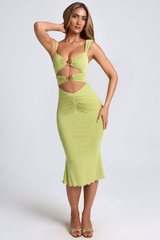 Ruched Cut Out Midi Dress