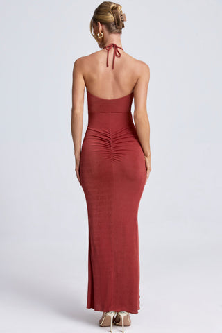 Hardware Detail Cut Out Halterneck Maxi Dress