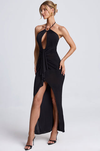 Halterneck Maxi Dress with Hardware Detail